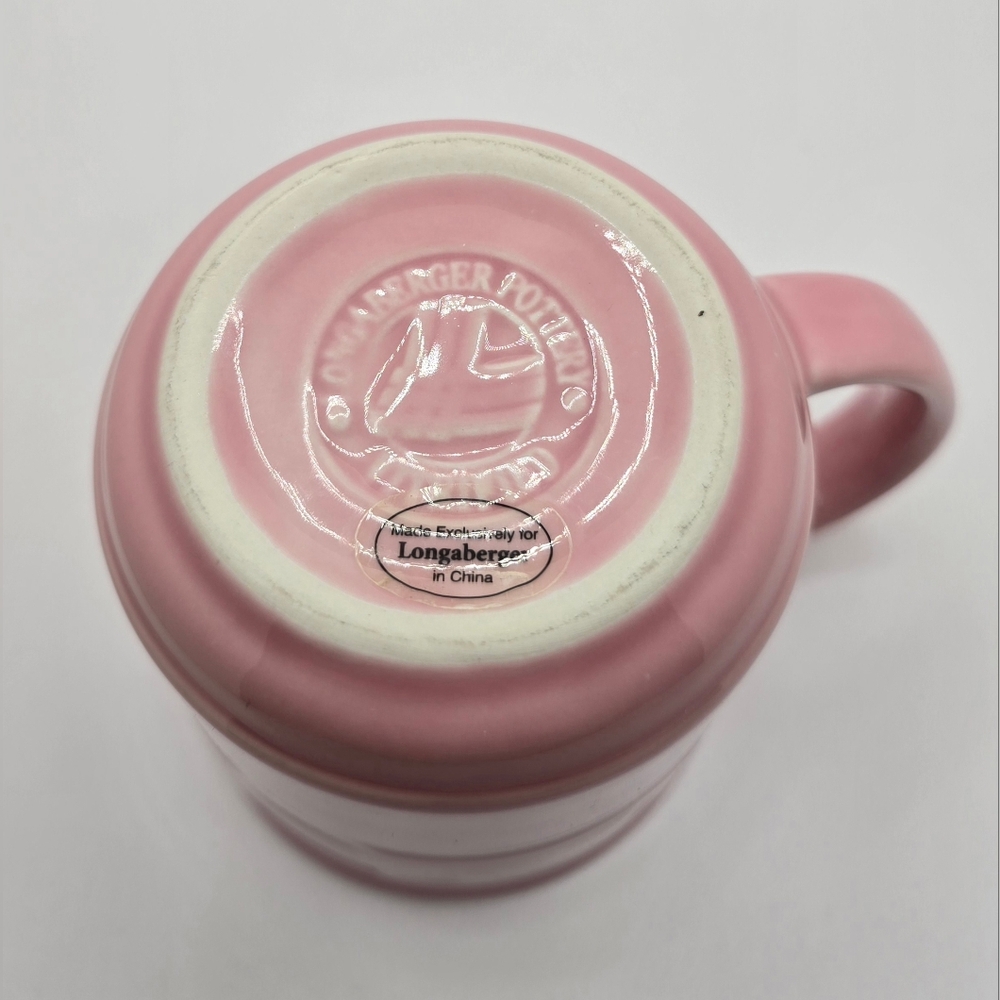 SOLD **** Longaberger Pottery Pink Ceramic Vitrified Coffee Mug 10oz - Picture 6 of 6